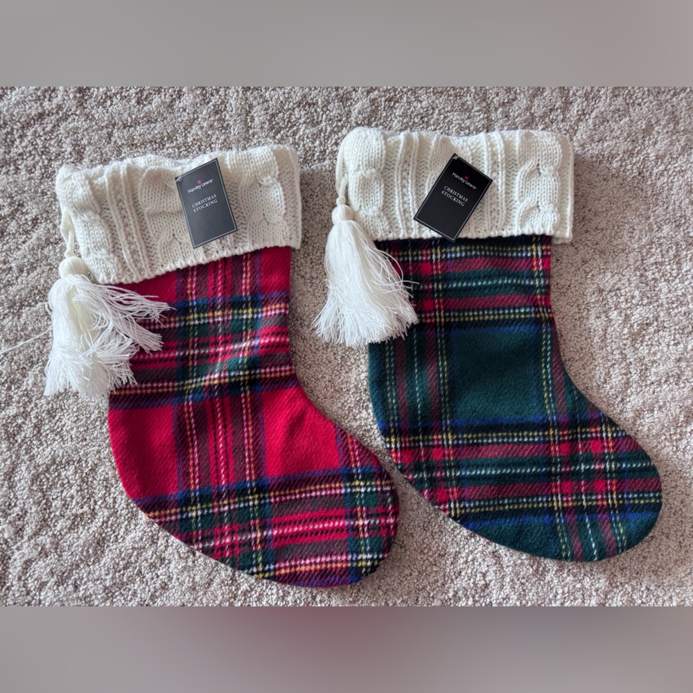 Plaid Christmas Stockings with Tassels